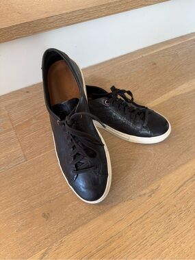 Good Man Brand Black Leather Low-Top Sneakers with White Sole